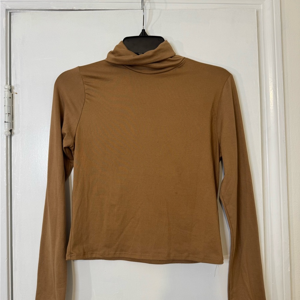 Brown Fitted Long Sleeve Shirt